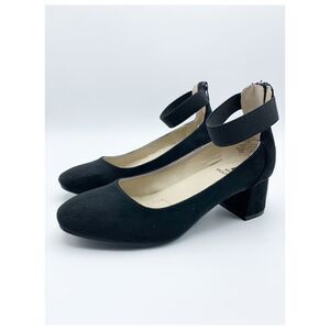 White Mountain Black Microfiber Chunky Heel Ankle-Strap Pumps